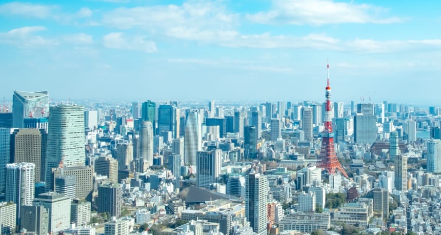 東京タワーを含む東京の都市景観